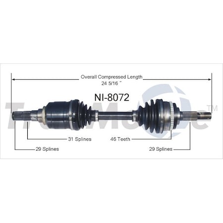 Surtrack Axle Cv Axle Shaft, Ni-8072 NI-8072